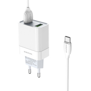 Зарядное устройство BOROFONE BA39A Speedway Type-C, 3A, белый, кабель BX19 Huiyi Зарядное устройство BOROFONE BA39A Speedway Type-C, 3A, белый, кабель BX19 Huiyi