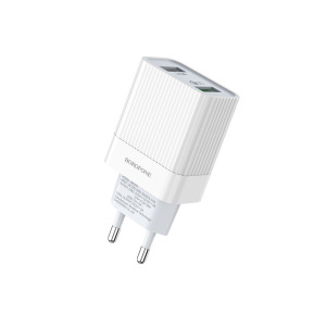 Зарядное устройство BOROFONE BA39A Speedway USB, 3A, белый, два порта Зарядное устройство BOROFONE BA39A Speedway USB, 3A, белый, два порта