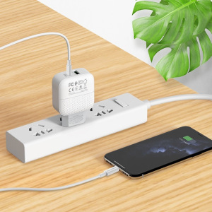 Зарядное устройство BOROFONE BA46A Premium, 3A, белый, два порта: USB/Type-C, кабель Type-C-Lightning Зарядное устройство BOROFONE BA46A Premium, 3A, белый, два порта: USB/Type-C, кабель Type-C-Lightning