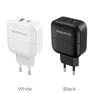 Зарядное устройство BOROFONE BA46A Premium, 3A, черный, два порта: USB/Type-C Зарядное устройство BOROFONE BA46A Premium, 3A, черный, два порта: USB/Type-C