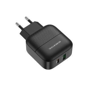 Зарядное устройство BOROFONE BA46A Premium, 3A, черный, два порта: USB/Type-C Зарядное устройство BOROFONE BA46A Premium, 3A, черный, два порта: USB/Type-C