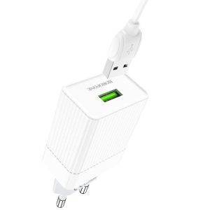 Зарядное устройство BOROFONE BA47A Mighty, 3A, белый, кабель micro USB BX19 Huiyi Зарядное устройство BOROFONE BA47A Mighty, 3A, белый, кабель micro USB BX19 Huiyi