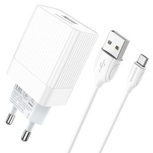 Зарядное устройство BOROFONE BA47A Mighty, 3A, белый, кабель micro USB BX19 Huiyi Зарядное устройство BOROFONE BA47A Mighty, 3A, белый, кабель micro USB BX19 Huiyi