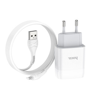 Зарядное устройство HOCO C73A Glorious, 2.4A, белый, кабель Lightning Зарядное устройство HOCO C73A Glorious, 2.4A, белый, кабель Lightning