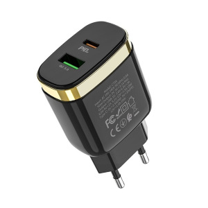 Зарядное устройство HOCO C79A Zeus, 3.1A, черный, Двойной порт USB/Type-C,PD3.0, QC3.0 Зарядное устройство HOCO C79A Zeus, 3.1A, черный, Двойной порт USB/Type-C,PD3.0, QC3.0