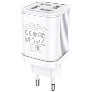 Зарядное устройство HOCO C84A Resolute USB, 3.4A, белый, четыре порта Зарядное устройство HOCO C84A Resolute USB, 3.4A, белый, четыре порта