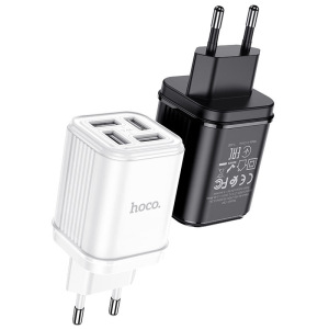 Зарядное устройство HOCO C84A Resolute USB, 3.4A, черный, четыре порта Зарядное устройство HOCO C84A Resolute USB, 3.4A, черный, четыре порта