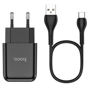 Зарядное устройство HOCO N2 Vigour single, 2A, черный, кабель Type-C Зарядное устройство HOCO N2 Vigour single, 2A, черный, кабель Type-C