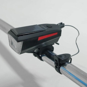 Фонарь велосипедный аккумуляторный 5 Вт с сигналом, 1800 mAh, солнечная батарея Фонарь велосипедный аккумуляторный 5 Вт с сигналом, 1800 mAh, солнечная батарея