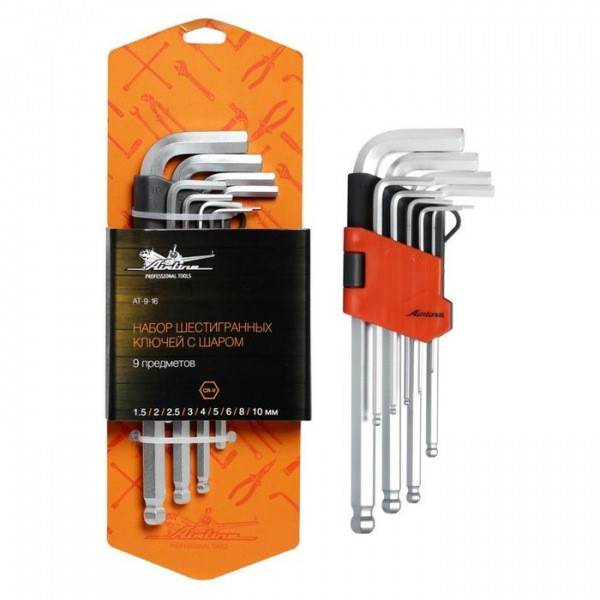 Набор шестигранных ключей с шаром 9 предметов AT-9-16 Airline