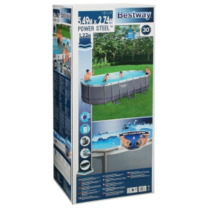 Бассейн каркасный Power Steel, 549 х 274 х 122 см, фильтр-насос, тент, лестница, 56710 Bestway Бассейн каркасный Power Steel, 549 х 274 х 122 см, фильтр-насос, тент, лестница, 56710 Bestway