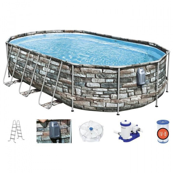 Бассейн каркасный Power Steel, 610 x 366 x 122 см, фильтр-насос, лестница, 56719 Bestway