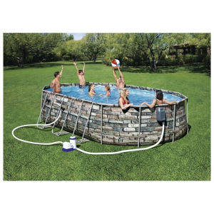 Бассейн каркасный Power Steel, 610 x 366 x 122 см, фильтр-насос, лестница, 56719 Bestway Бассейн каркасный Power Steel, 610 x 366 x 122 см, фильтр-насос, лестница, 56719 Bestway