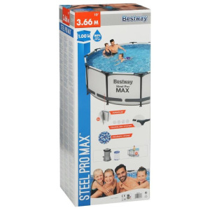 Бассейн каркасный Steel Pro MAX, 366 х 100 см, фильтр-насос, лестница, 56418 Bestway Бассейн каркасный Steel Pro MAX, 366 х 100 см, фильтр-насос, лестница, 56418 Bestway