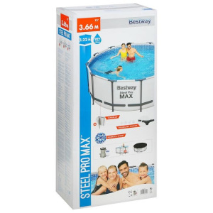 Бассейн каркасный Steel Pro MAX, 366 х 122 см, фильтр-насос, лестница, тент, 56420 Bestway Бассейн каркасный Steel Pro MAX, 366 х 122 см, фильтр-насос, лестница, тент, 56420 Bestway