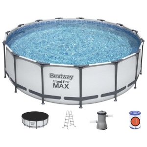 Бассейн каркасный Steel Pro MAX, 457 х 122 см, фильтр-насос, лестница, тент, 56438 Bestway Бассейн каркасный Steel Pro MAX, 457 х 122 см, фильтр-насос, лестница, тент, 56438 Bestway