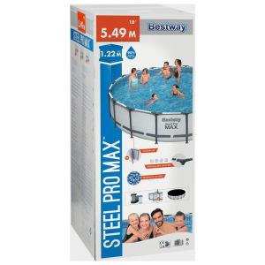 Бассейн каркасный Steel Pro MAX, 549 х 122 см, фильтр-насос, лестница, тент, 56462 Bestway Бассейн каркасный Steel Pro MAX, 549 х 122 см, фильтр-насос, лестница, тент, 56462 Bestway