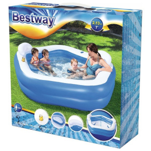 Бассейн надувной, 213 х 206 х 69 см, с сиденьями и подголовниками, от 6 лет, 54153 Bestway Бассейн надувной, 213 х 206 х 69 см, с сиденьями и подголовниками, от 6 лет, 54153 Bestway