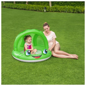 Бассейн надувной детский «Лягушка и Божья коровка», с навесом, 97 х 66 см, от 2 лет, цвет МИКС Бассейн надувной детский «Лягушка и Божья коровка», с навесом, 97 х 66 см, от 2 лет, цвет МИКС