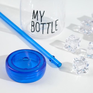Бутылка для воды "My bottle", 400 мл, с трубочкой, спортивная, прозрачная, микс, 7х14.5 см Бутылка для воды "My bottle", 400 мл, с трубочкой, спортивная, прозрачная, микс, 7х14.5 см