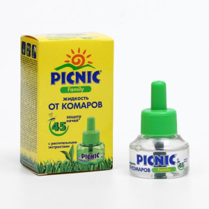 Дополнительный флакон-жидкость от комаров "Picnic Family", с растительными экстрактами, 45 ночей, 30 Дополнительный флакон-жидкость от комаров "Picnic Family", с растительными экстрактами, 45 ночей, 30
