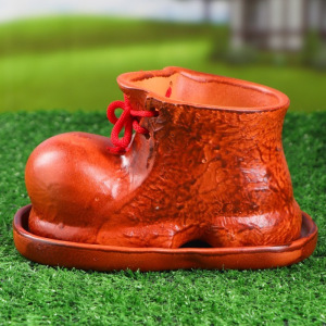 Фигурное кашпо "Башмак" коричневый 10*17см 204 Фигурное кашпо "Башмак" коричневый 10*17см 204