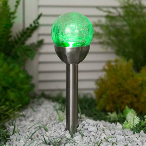 Фонарь садовый на солнечной батарее Smartbuy, 37 см, 1 led, нержавеющая сталь, стекло Фонарь садовый на солнечной батарее Smartbuy, 37 см, 1 led, нержавеющая сталь, стекло