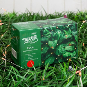 Гирлянда "Нить" 10 м роса, серебристая нить, 100 LED, свечение красное, 2 режима, солнечная батарея Гирлянда "Нить" 10 м роса, серебристая нить, 100 LED, свечение красное, 2 режима, солнечная батарея