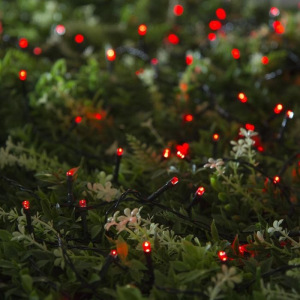 Гирлянда "Нить" 10 м, тёмная нить, 100 LED, свечение красное, 2 режима, солнечная батарея Гирлянда "Нить" 10 м, тёмная нить, 100 LED, свечение красное, 2 режима, солнечная батарея