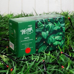 Гирлянда "Нить" 10 м, тёмная нить, 100 LED, свечение красное, 2 режима, солнечная батарея Гирлянда "Нить" 10 м, тёмная нить, 100 LED, свечение красное, 2 режима, солнечная батарея