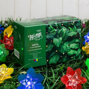 Гирлянда "Нить" 4.5 м с насадками "Лилии", тёмная нить, 30 LED, свечение RG/RB, 2 режима, солнечная батарея Гирлянда "Нить" 4.5 м с насадками "Лилии", тёмная нить, 30 LED, свечение RG/RB, 2 режима, солнечная батарея