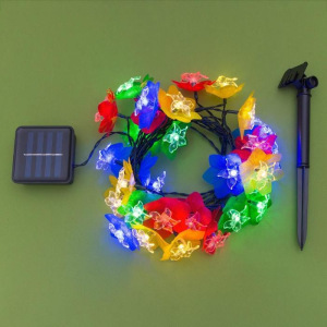 Гирлянда "Нить" 4.5 м с насадками "Лилии", тёмная нить, 30 LED, свечение RG/RB, 2 режима, солнечная батарея Гирлянда "Нить" 4.5 м с насадками "Лилии", тёмная нить, 30 LED, свечение RG/RB, 2 режима, солнечная батарея