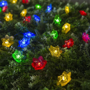 Гирлянда "Нить" 4.5 м с насадками "Лилии", тёмная нить, 30 LED, свечение RG/RB, 2 режима, солнечная батарея Гирлянда "Нить" 4.5 м с насадками "Лилии", тёмная нить, 30 LED, свечение RG/RB, 2 режима, солнечная батарея