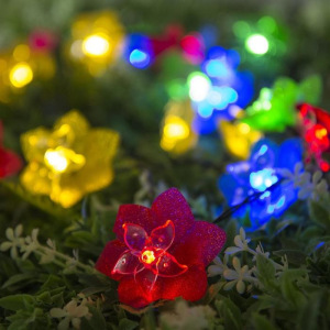 Гирлянда "Нить" 4.5 м с насадками "Лилии", тёмная нить, 30 LED, свечение RG/RB, 2 режима, солнечная батарея Гирлянда "Нить" 4.5 м с насадками "Лилии", тёмная нить, 30 LED, свечение RG/RB, 2 режима, солнечная батарея