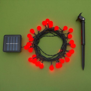 Гирлянда "Нить" 4.5 м с насадками "Шарики", IP44, тёмная нить, 30 LED, свечение красное, 2 режима, солнечная батарея Гирлянда "Нить" 4.5 м с насадками "Шарики", IP44, тёмная нить, 30 LED, свечение красное, 2 режима, солнечная батарея