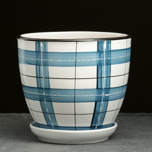 Горшок цветочный Клетка синяя 2,5л с подставкой Горшок цветочный Клетка синяя 2,5л с подставкой