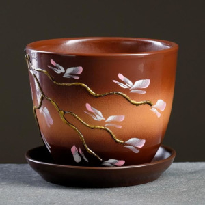 Горшок цветочный Миндаль 1л с подставкой Горшок цветочный Миндаль 1л с подставкой