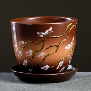 Горшок цветочный Миндаль 1л с подставкой Горшок цветочный Миндаль 1л с подставкой