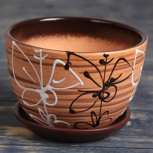 Горшок цветочный Витраж 0,75л с подставкой Горшок цветочный Витраж 0,75л с подставкой