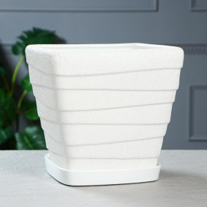 Горшок для цветов "Квадрат волна" шёлк, белый, 8 л Горшок для цветов "Квадрат волна" шёлк, белый, 8 л