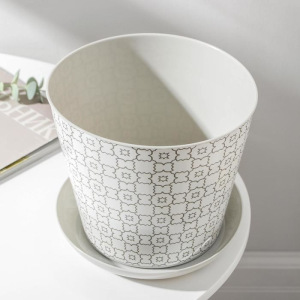 Горшок с поддоном «Этника», 3,3 л, цвет светло-серый Горшок с поддоном «Этника», 3,3 л, цвет светло-серый