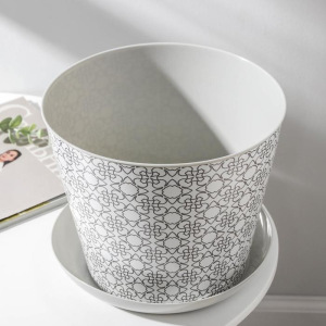 Горшок с поддоном «Этника», 6,5 л, цвет светло-серый Горшок с поддоном «Этника», 6,5 л, цвет светло-серый