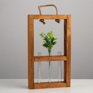 Кашпо деревянное 16×4.5×40 см с 3 колбами 15 см "Рамка Комфорт", ручка верёвка, мокко Кашпо деревянное 16×4.5×40 см с 3 колбами 15 см "Рамка Комфорт", ручка верёвка, мокко