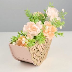 Кашпо деревянное 21х8х10 см "Пиала", пудровый-золото Кашпо деревянное 21х8х10 см "Пиала", пудровый-золото