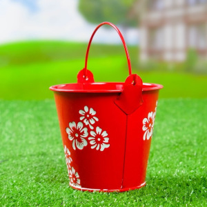 Кашпо "Ведерко" 10*10*10 см красное Кашпо "Ведерко" 10*10*10 см красное