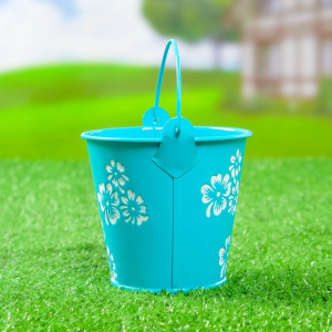 Кашпо "Ведерко" 10*10*10 см синее Кашпо "Ведерко" 10*10*10 см синее