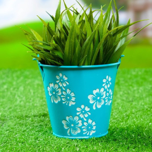 Кашпо "Ведерко" 10*10*10 см синее Кашпо "Ведерко" 10*10*10 см синее