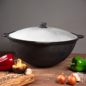 Казан чугунный, 10 л, круглое дно, алюминиевая крышка Казан чугунный, 10 л, круглое дно, алюминиевая крышка