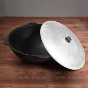 Казан чугунный, 16 л, плоское дно, алюминиевая крышка Казан чугунный, 16 л, плоское дно, алюминиевая крышка