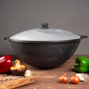 Казан чугунный, 8 л, круглое дно, алюминиевая крышка Казан чугунный, 8 л, круглое дно, алюминиевая крышка